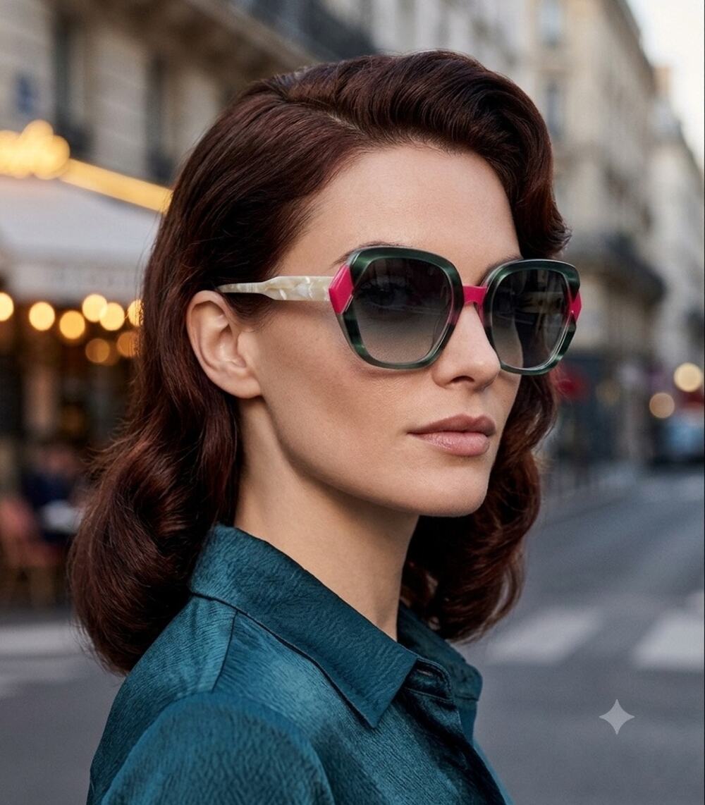 New Face A face Gioco 1 4057 tortoise green irise sunglasses hand made Italy